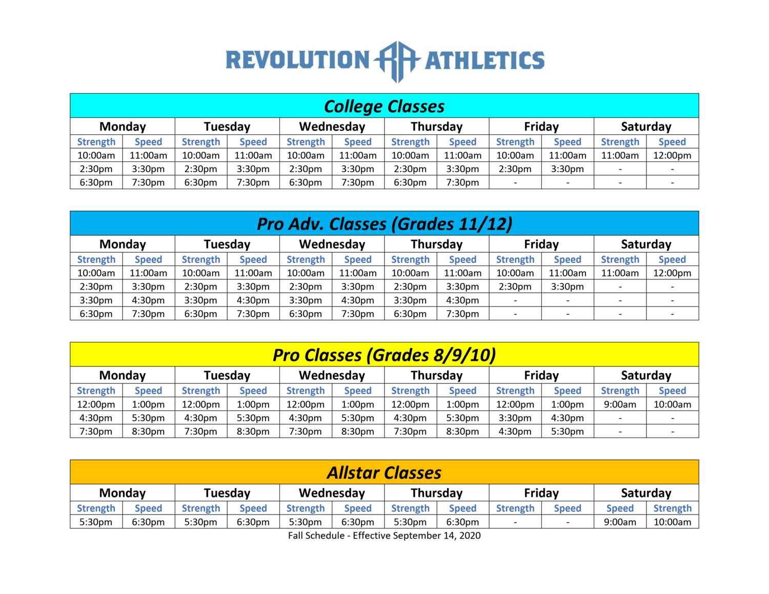 Revo Schedule